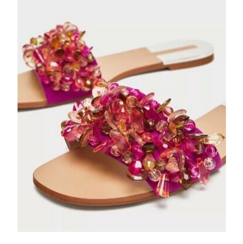 Zara Basic Collection Beaded Slides